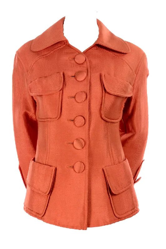 Christian Lacroix Paris Vintage Orange Jacket w/ Front Pockets Jacket Blazer Coat