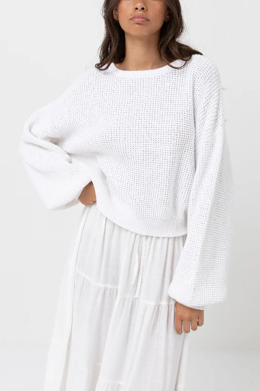 Classic Knit Jumper White Iron Safe Non-Iron Wrinkle Free
