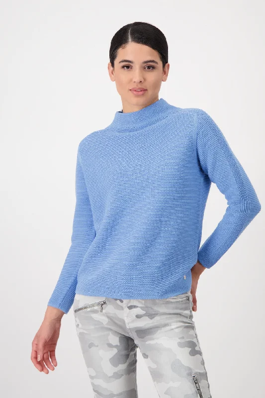Cotton Knit Jumper 807387MNR in Arctic Ice by Monari Iron Safe Non-Iron Wrinkle Free