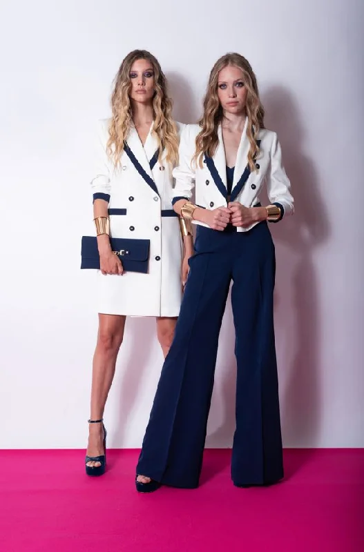 EDAS Tenore Spencer Cropped Short Blue White Jacket Wool Jacket Cashmere Jacket Tweed Jacket EDAS Tenore Spencer Cropped Short Blue White Jacket Wool Jacket Cashmere Jacket Tweed Jacket