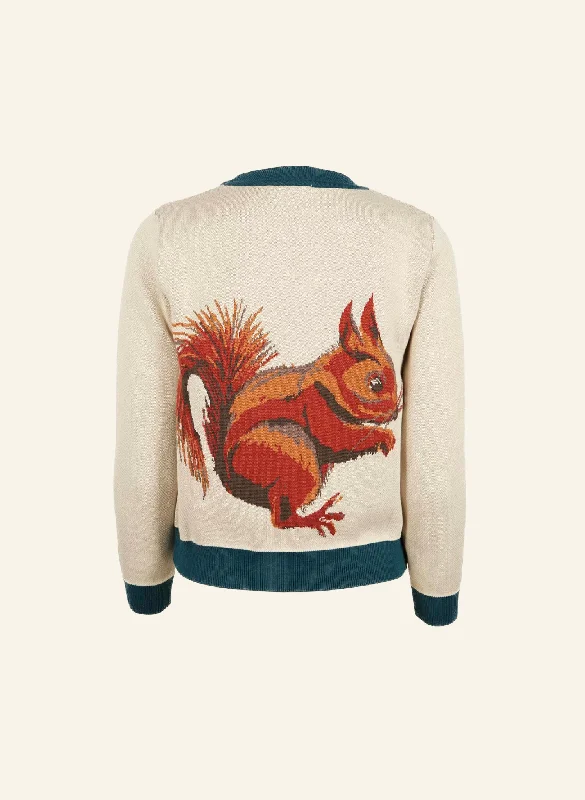 Esther Long Knitted Jumper - Cream Squirrel Satin Fabric Silk Fabric Chiffon Fabric