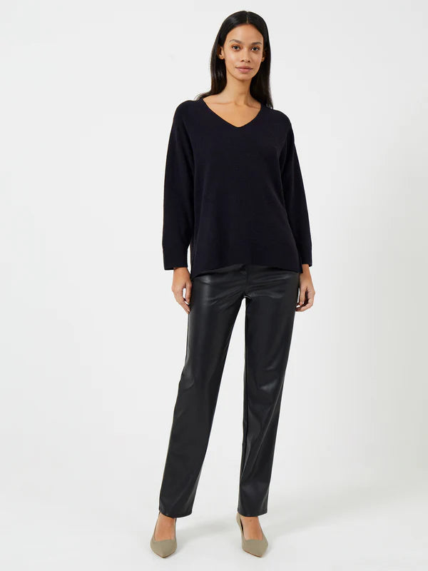 French Connection Ebba Vhari V Neck Jumper-Utility Blue-78KZI Cashmere Blend Cotton Blend Poly Blend French Connection Ebba Vhari V Neck Jumper-Utility Blue-78KZI Cashmere Blend Cotton Blend Poly Blend