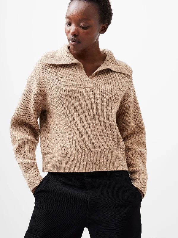 French Connection Joss Jumper-Camel-78XCV Denim Fabric Leather Fabric Suede Fabric