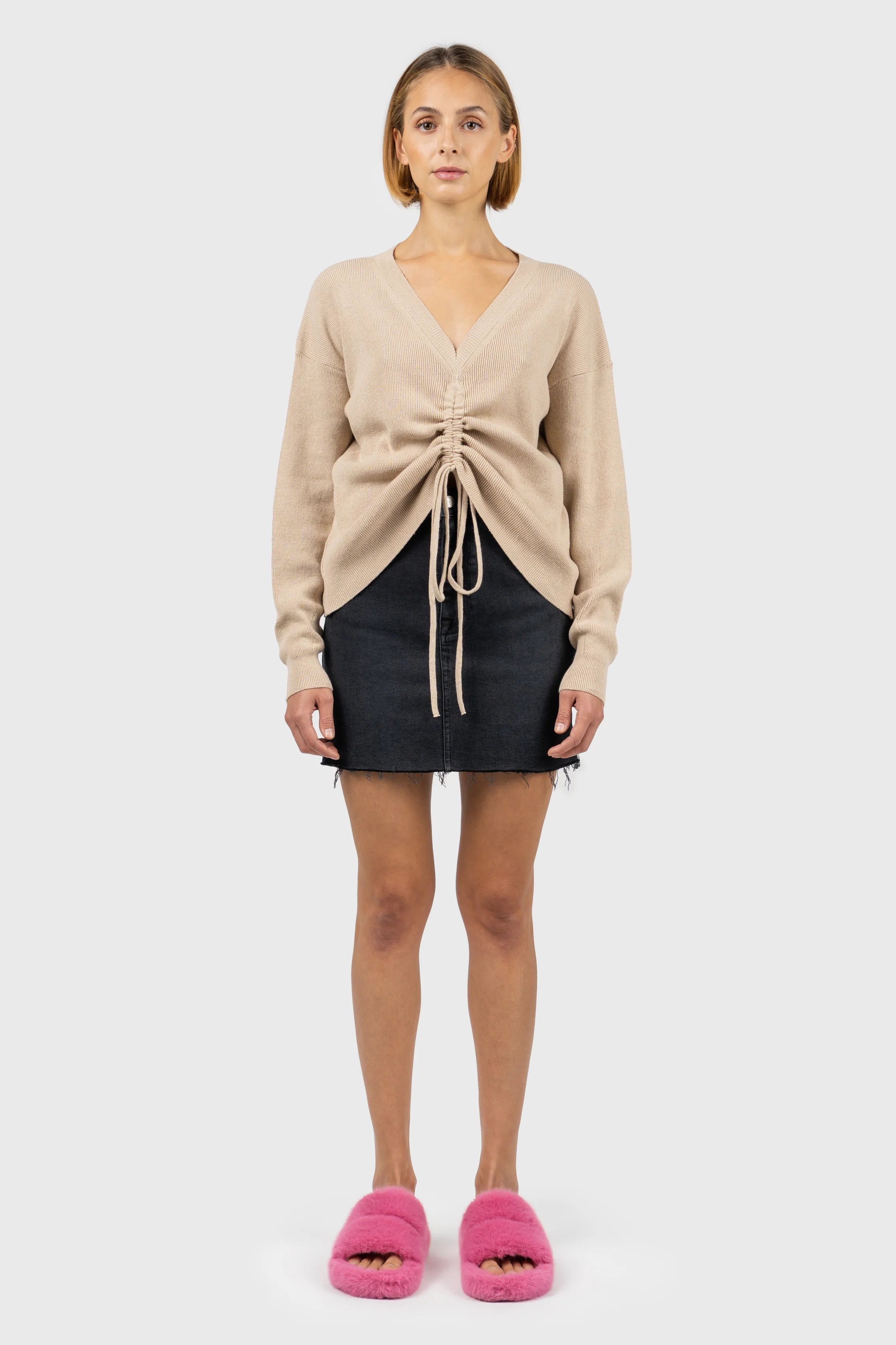 Front Ruched Knit Jumper Casual Formal Business