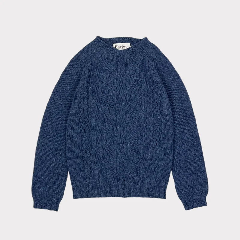 Harley Of Scotland Wool Nep Twist Jumper Soay Collared Crew Neck Turtle Neck