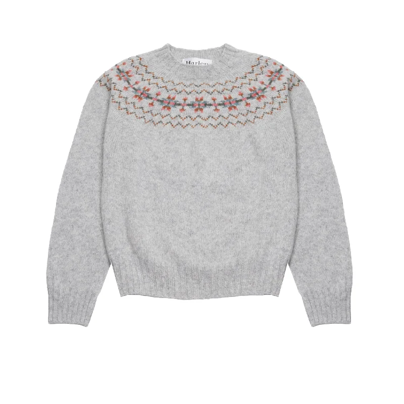 Harley Women's Fair Isle Yoke Jumper in Silver Neon Metallic Matte