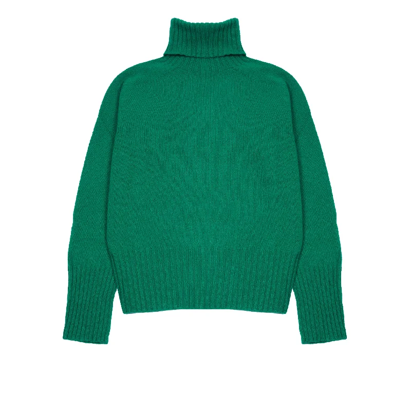 Harley Women's Lambswool Roll Neck Jumper in Jungle Oversized Loose Flowy