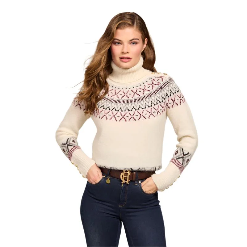 Holland Cooper Fairisle Knit Ladies Alpaca Mix Jumper - Cream Soft Cozy Warm