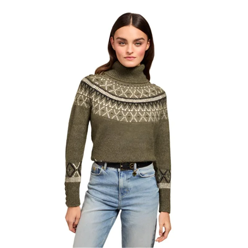 Holland Cooper Fairisle Knit Ladies Alpaca Mix Jumper - Khaki Chenille Blend Fleece Blend Nylon Blend Holland Cooper Fairisle Knit Ladies Alpaca Mix Jumper - Khaki Chenille Blend Fleece Blend Nylon Blend