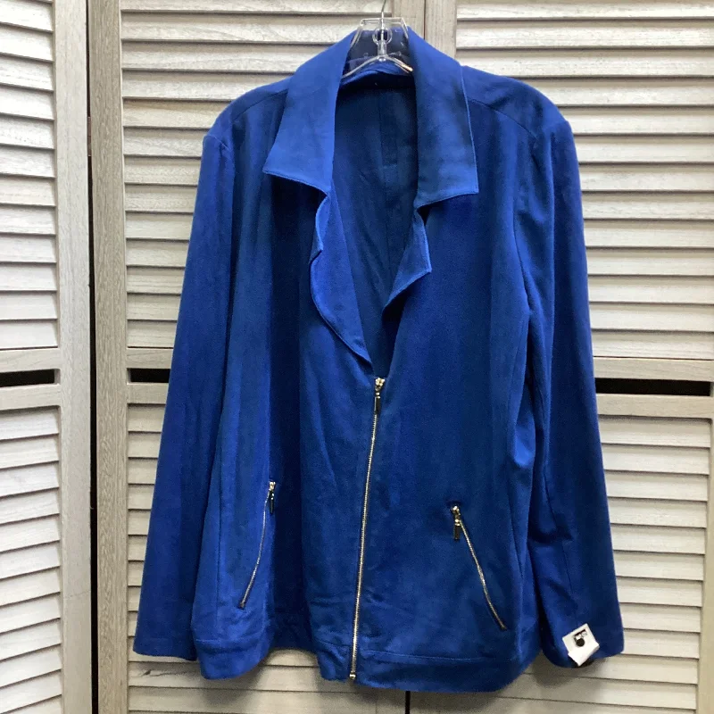 Jacket Other By Chicos In Blue, Size: 2x Appliqued Jacket Beaded Jacket Sequined Jacket