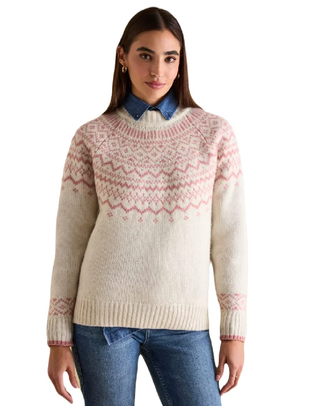 Joules Charlotte Crew Neck Fair Isle Jumper Toggled Drawstring Belted
