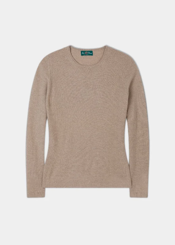 Zoe Ladies Cashmere Crew Neck Jumper In Linen Spandex Rayon Corduroy