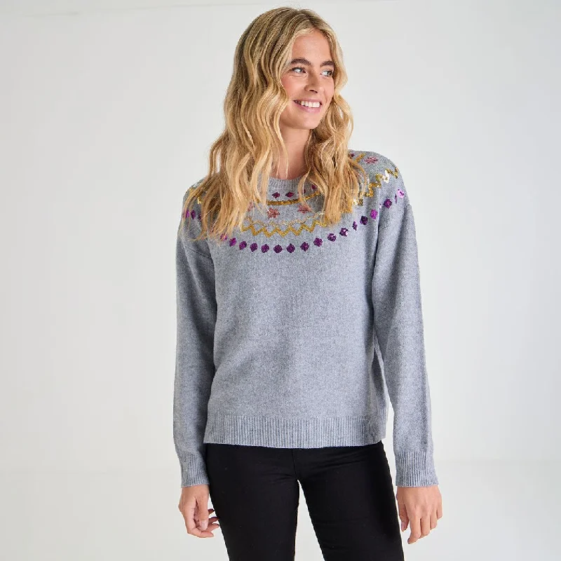 Ladies Fairisle Xmas Jumper Soft Cozy Warm