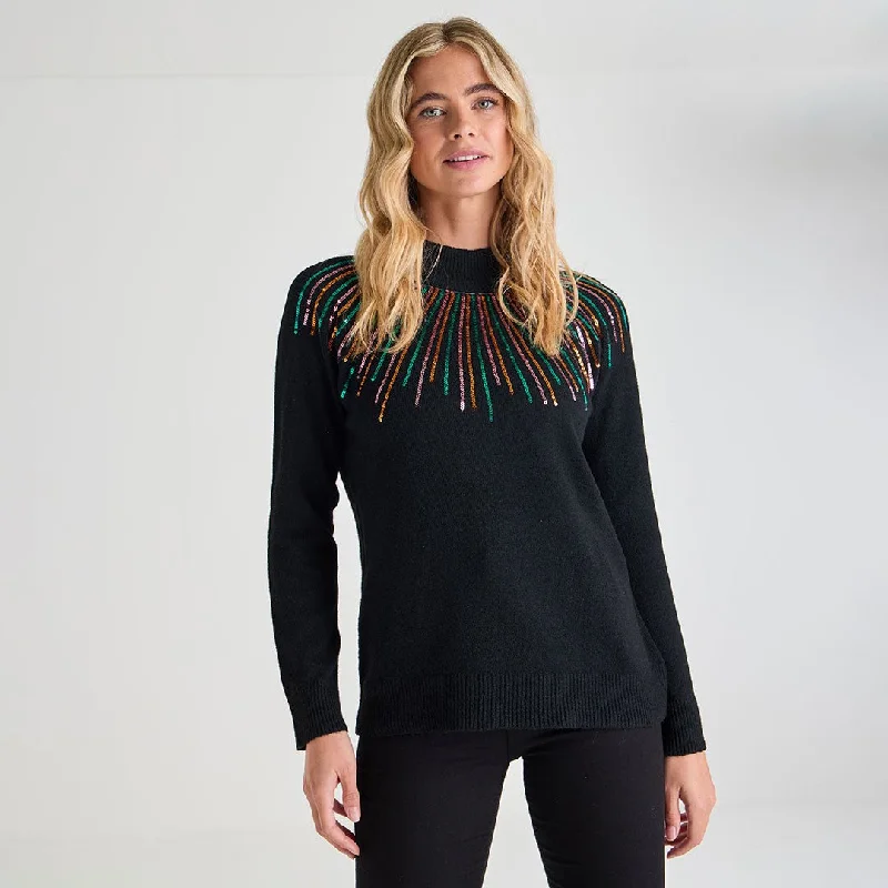 Ladies Lines Fairisle Xmas Jumper Open Front Closed Front Wrap Front