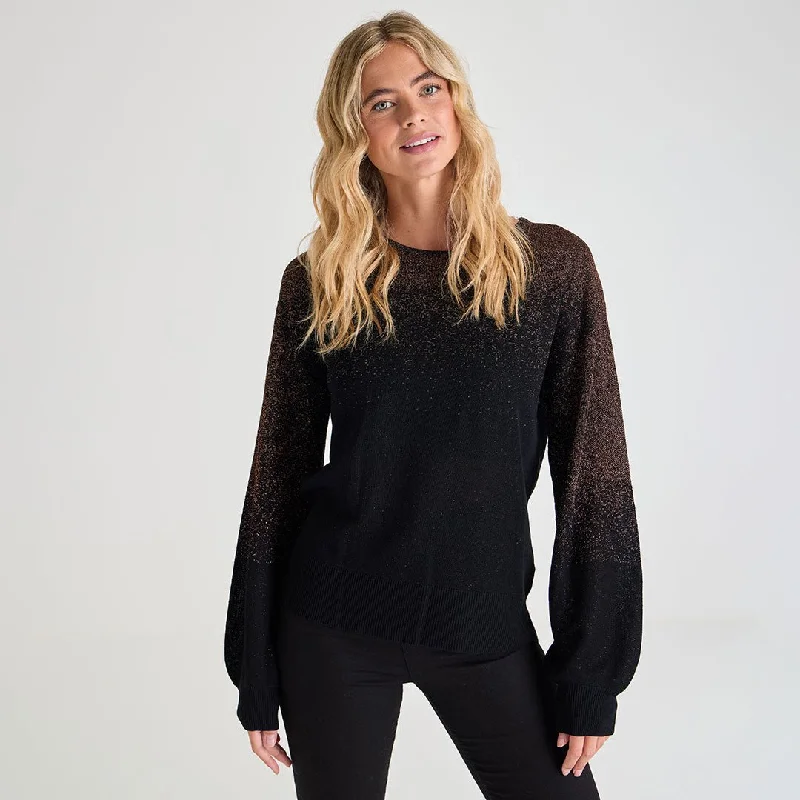Ladies Lurex Jumper Turtle Neck Boat Neck Asymmetrical Neck