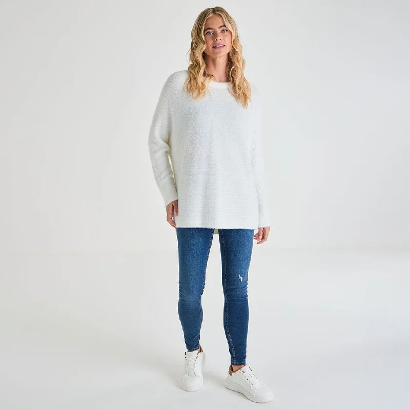 Ladies Ribbed Eyelash Batwing Jumper Mesh Fabric Canvas Fabric Denim Fabric