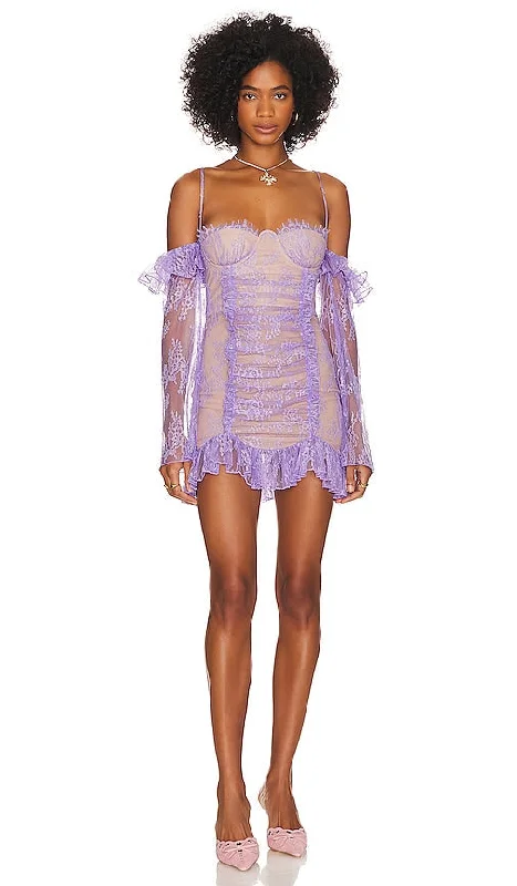 LOBA Gloria Mini Dress in Lavender Cozy Cotton Mini Dress
