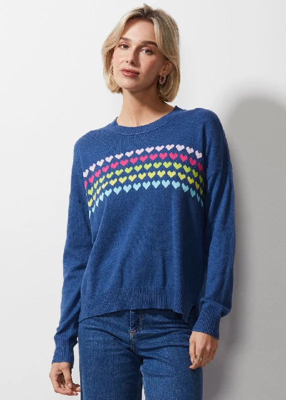 Lovestruck Jumper ZP6611 in Jean by Zaket & Plover Houndstooth Herringbone Solid