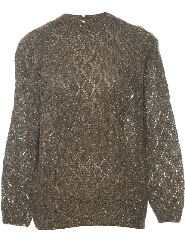Lurex Thread Pattern Jumper - L Front Pockets Side Pockets Patch Pockets