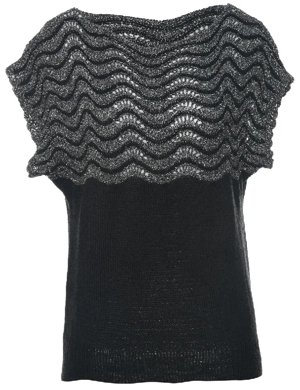 Lurex Thread Pattern Jumper - L Transparent Opaque Sheer