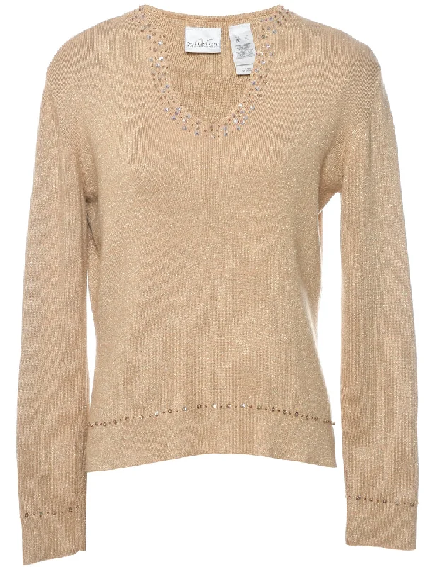 Lurex Thread Pattern Jumper - S Jersey Fabric Tulle Fabric Batik Fabric