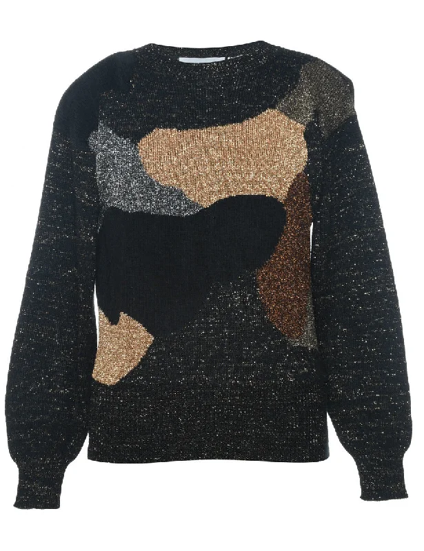 Lurex Thread Pattern Sparkly Patterned Jumper - S Open Front Closed Front Wrap Front Lurex Thread Pattern Sparkly Patterned Jumper - S Open Front Closed Front Wrap Front