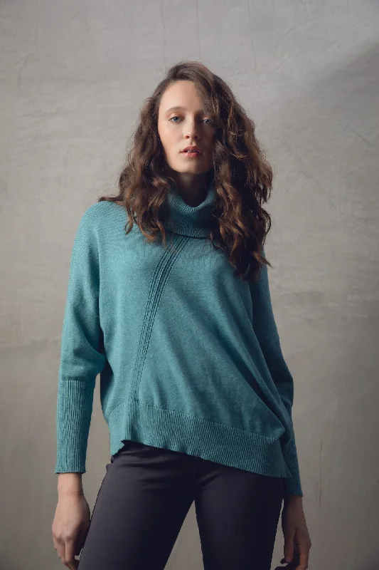 Marble Ladies JUMPER Sea Foam and Sea Green Graphic Sweater Embroidered Appliqued