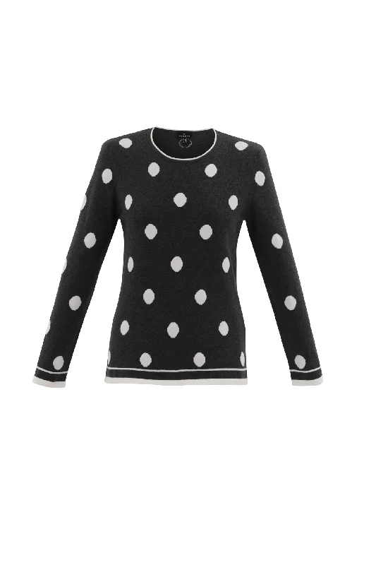 Marble  Ladies SPOTTED JUMPER Black & White Satin Fabric Silk Fabric Chiffon Fabric