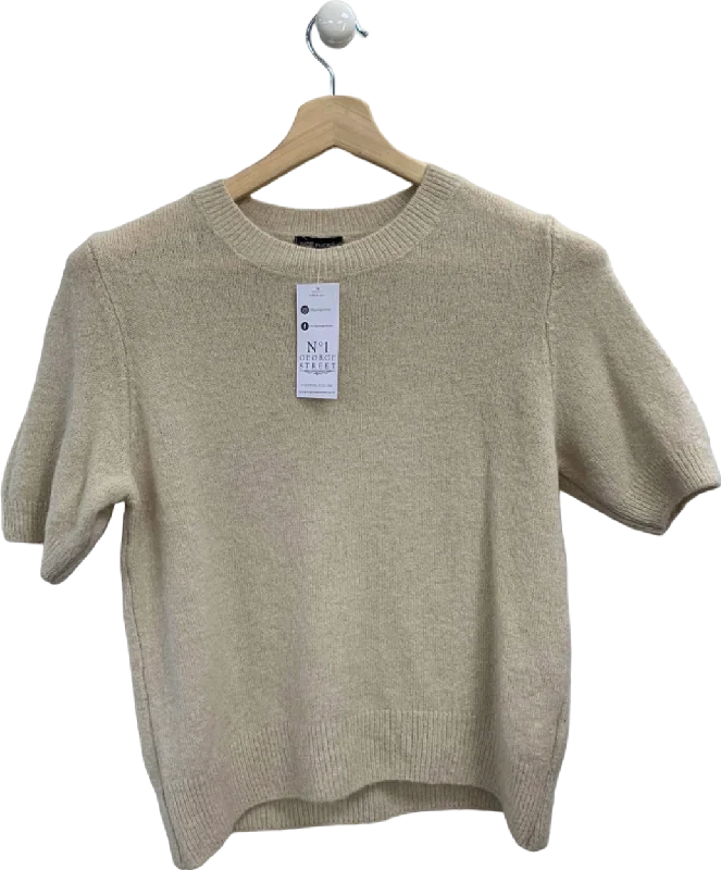 No. 1 George Street Cream Short Sleeve Jumper UK M Welt Pockets Slit Pockets Flap Pockets