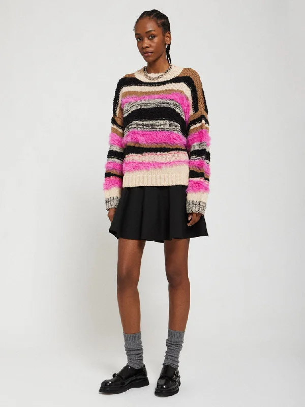 Ottod'Ame Fringed Striped Jumper Pink Iron Safe Non-Iron Wrinkle Free