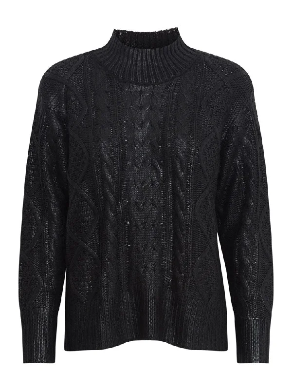 Pulz PzAmira Jumper Black Beauty Solid Print Embellished