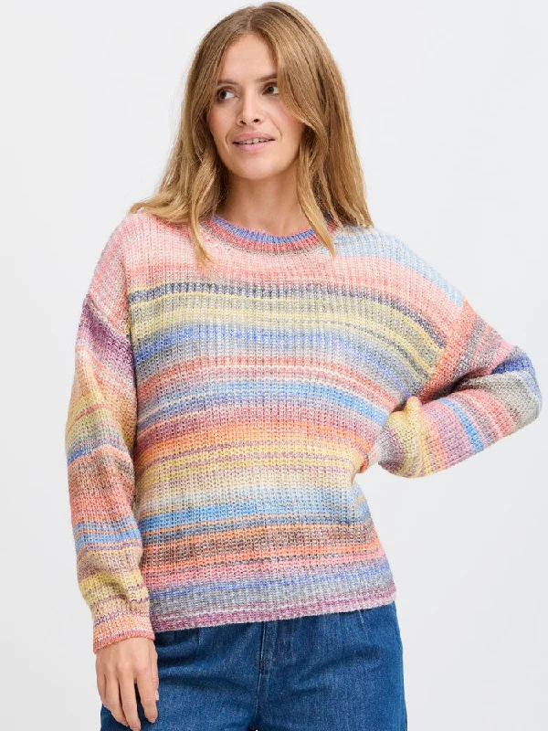 Pulz PzCharlie Jumper Multicolour Fitted Slim Tailored