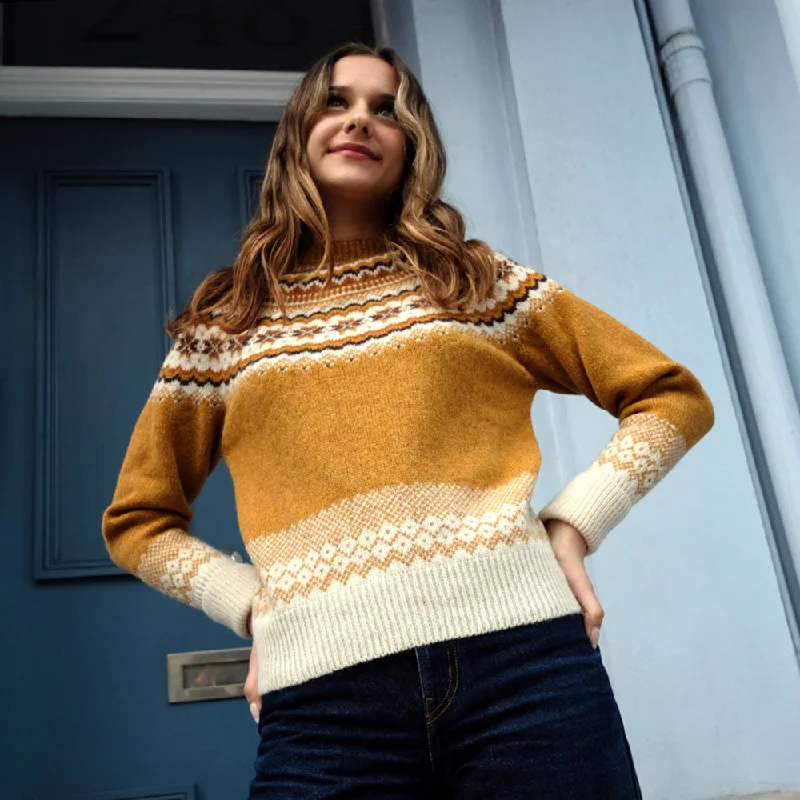 Pure wool fair isle jumper in yellow Wool Fabric Cashmere Fabric Tweed Fabric