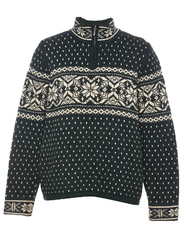 Quarter Zip Nordic Jumper - M Jersey Fabric Tulle Fabric Batik Fabric