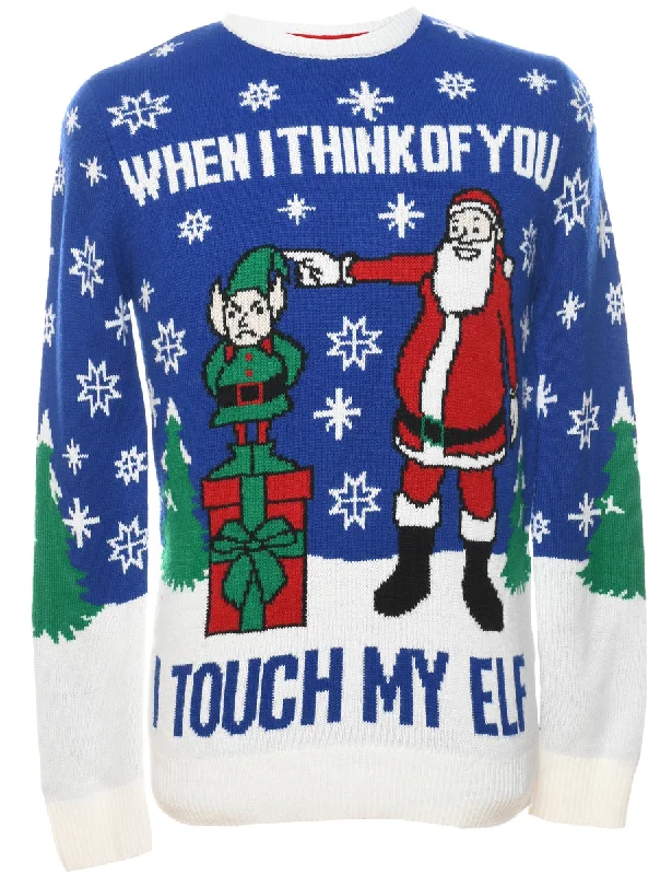 Santa Claus Christmas Jumper - S Satin Blend Silk Blend Wool Blend