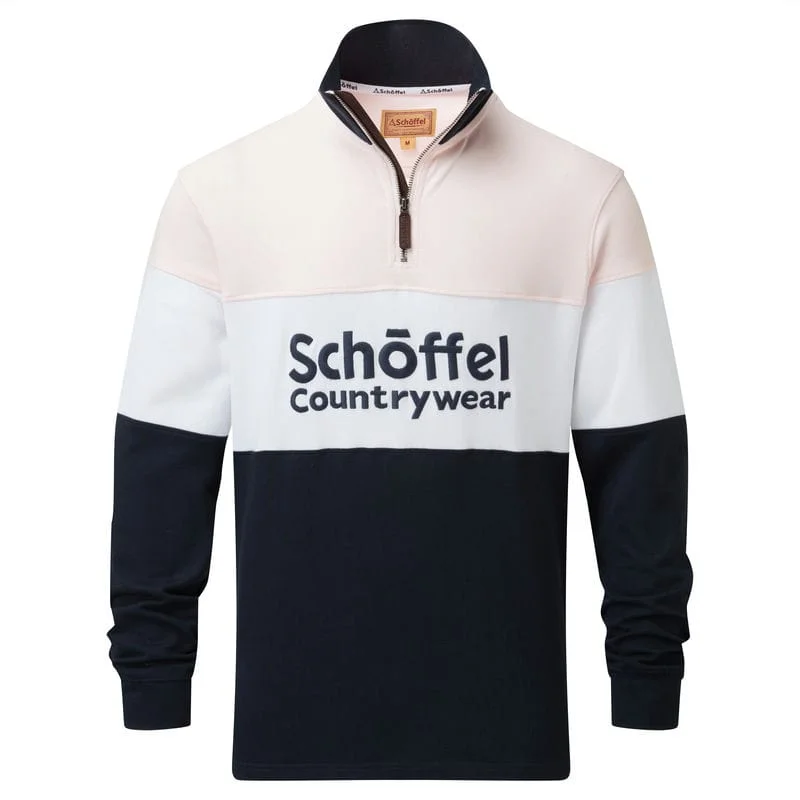 Schoffel Exeter Heritage 1/4 Zip Jumper - Pale Pink Hooded Caped Shawl Collar