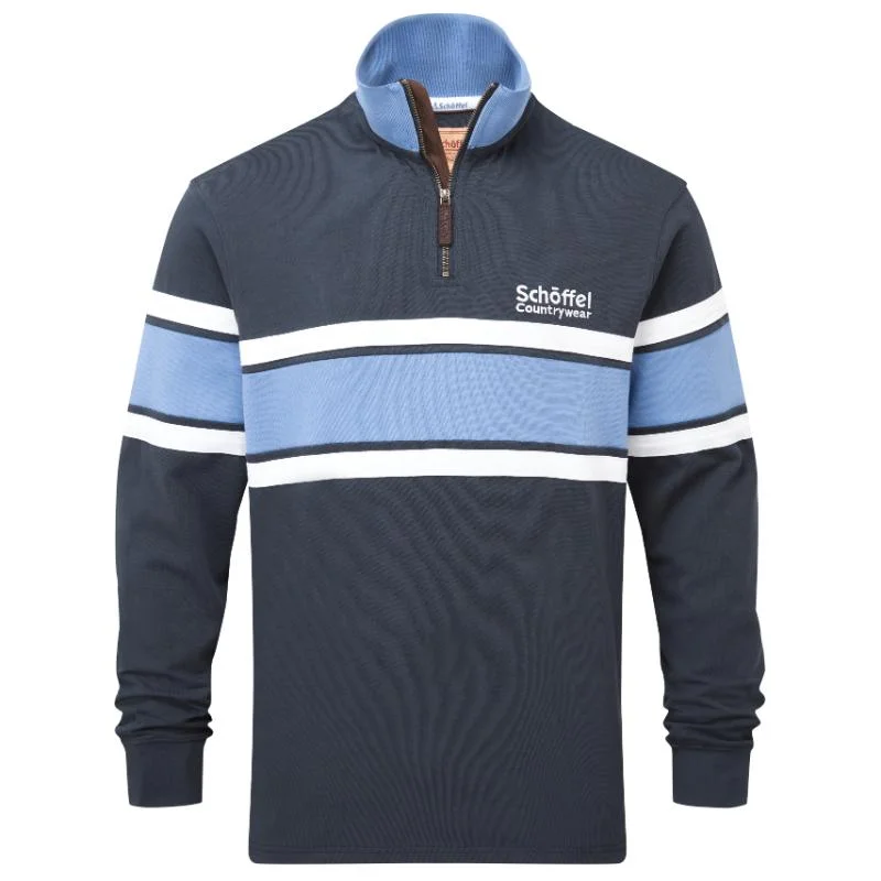 Schoffel Exmouth Heritage 1/4 Zip Jumper - Petrol Blue Zippered Buttoned Snapped