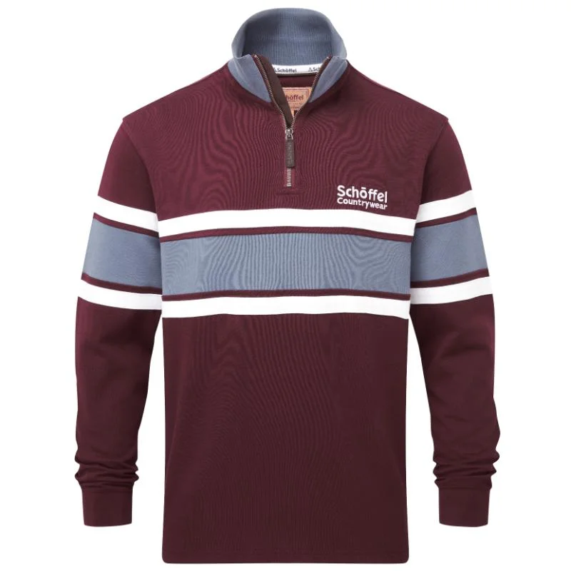 Schoffel Exmouth Heritage 1/4 Zip Jumper - Wine Stretchy Elastic Breathable