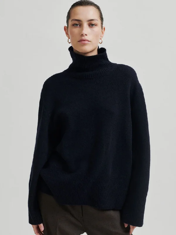 Second Female Alpha Turtleneck Jumper Night Sky Solid Color Striped Floral Print