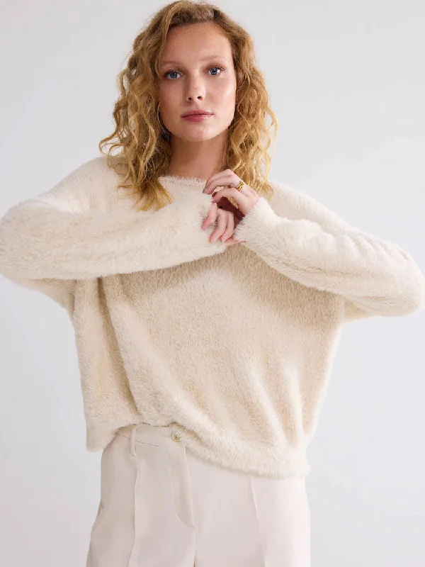Summum Faux Fur Jumper Ivory Satin Fabric Silk Fabric Chiffon Fabric