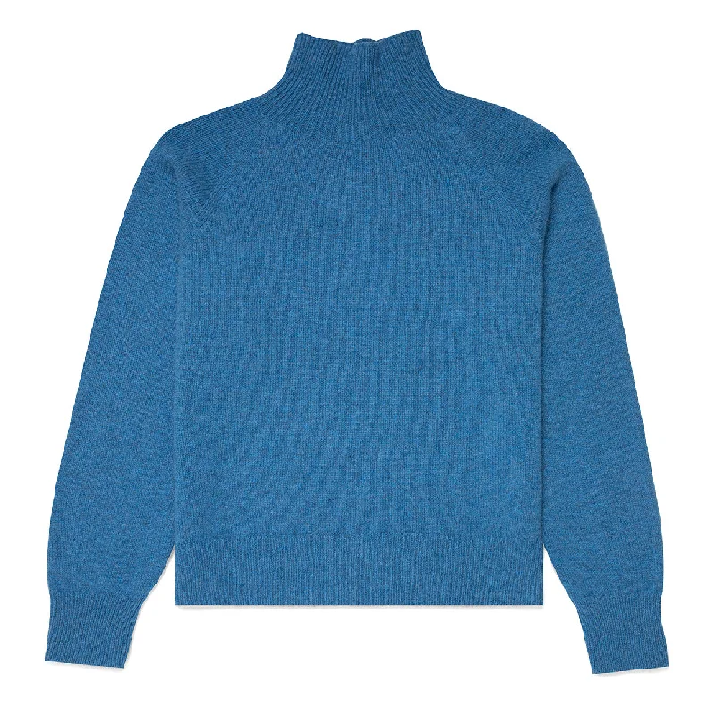 Sunspel Womens Lambswool Funnel Neck Jumper Blue Jean Graphic Sweater Embroidered Appliqued Sunspel Womens Lambswool Funnel Neck Jumper Blue Jean Graphic Sweater Embroidered Appliqued