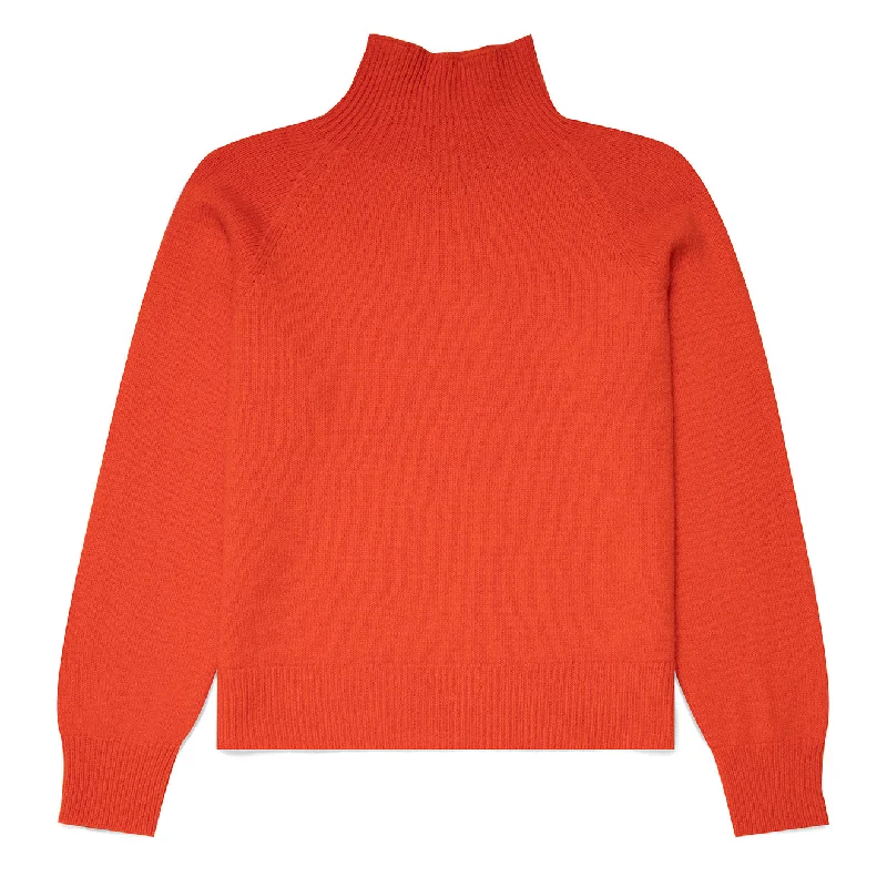 Sunspel Womens Lambswool Funnel Neck Jumper Magma Toggled Drawstring Belted