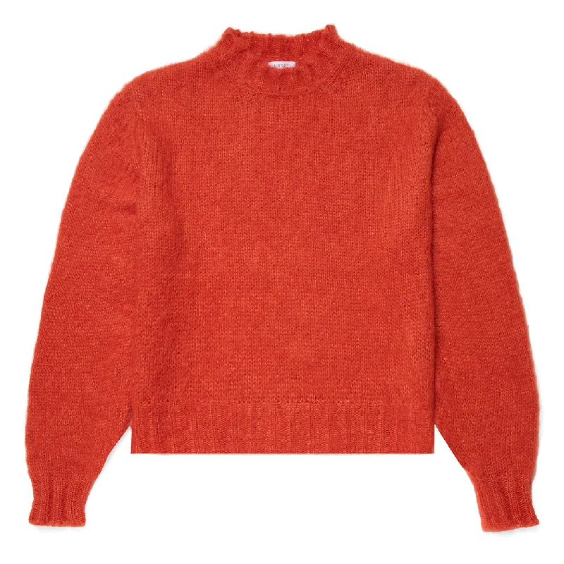 Sunspel Womens Mohair Silk Crew Neck Jumper Magma Fitted Slim Tailored