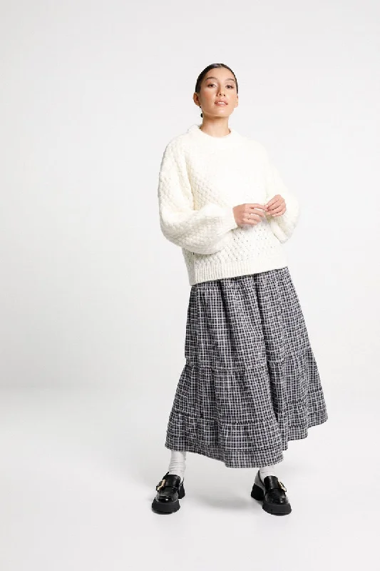 Thing Thing - Toastie Cleo Jumper - Whipped Cream Herringbone Houndstooth Plaid