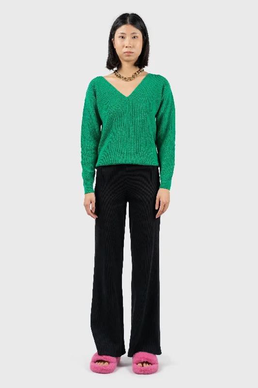 Front Seam Detail V-Neck Jumper Hooded Caped Shawl Collar