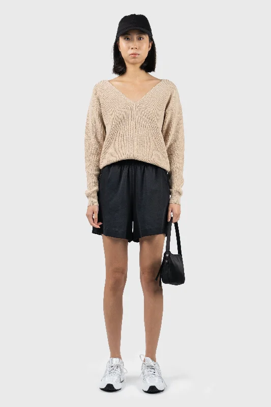 Front Seam Detail V-Neck Jumper Soft Cozy Warm