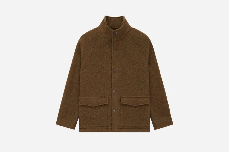 Welding Jacket ~ Tobacco Melton Wool Faux Fur Jacket Real Fur Jacket Shearling Jacket