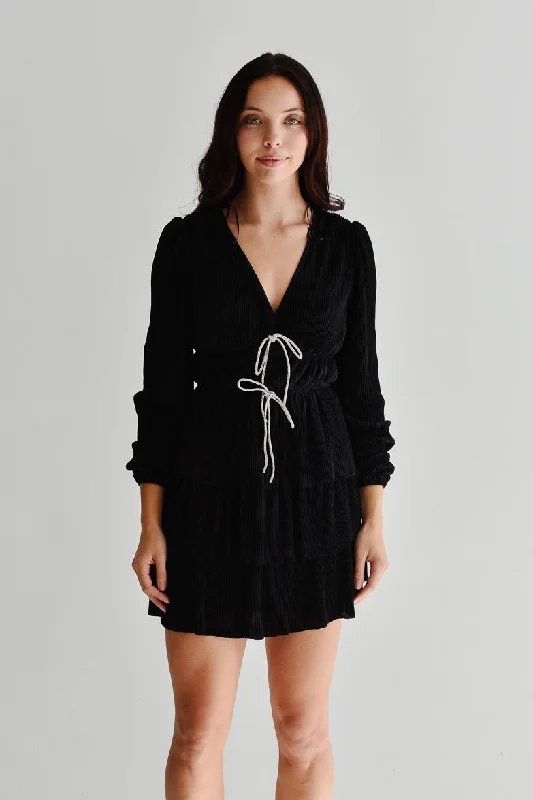 Wren Rhinestone Bow Mini Dress Fashionable Polka Dot Mini Dress