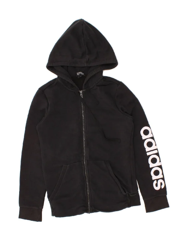 ADIDAS Womens Graphic Zip Hoodie Sweater UK 8/10 Small Black Cotton Hoodie with Velcro Closure Adjustable Secure ADIDAS Womens Graphic Zip Hoodie Sweater UK 8/10 Small Black Cotton Hoodie with Velcro Closure Adjustable Secure