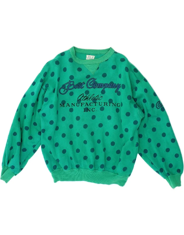 BEST COMPANY Womens Graphic Sweatshirt Jumper US 8 Medium Green Polka Dot Hoodie Dress Longline Feminine BEST COMPANY Womens Graphic Sweatshirt Jumper US 8 Medium Green Polka Dot Hoodie Dress Longline Feminine